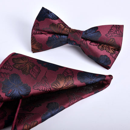 Bow tie square men's two-piece wine red series new spot business executive professional style groom wedding
