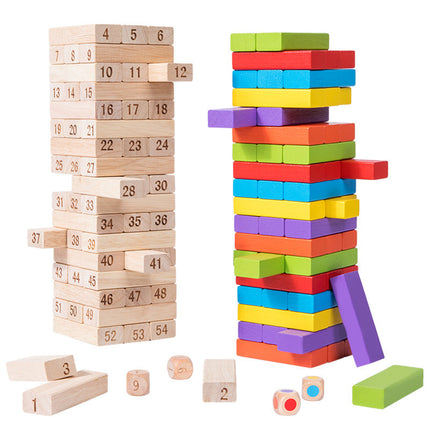 Children's Puzzle Stack Balanced Stack High Draw Building Blocks Layer by Layer Stack Wooden Strip Draw Wood Table Game Toys