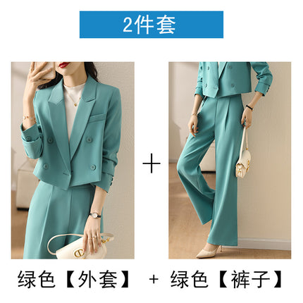 High-end White Small Suit suit Women's Autumn Small Business Wear Short Suit Casual Internet Celebrous Two-piece Set
