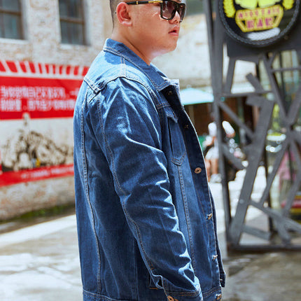 Spring and Autumn plus size Men's Denim Jacket Fat Extra Large Denim Shirt Trendy Fat Man Large Work Clothes Top Fat Man Jacket
