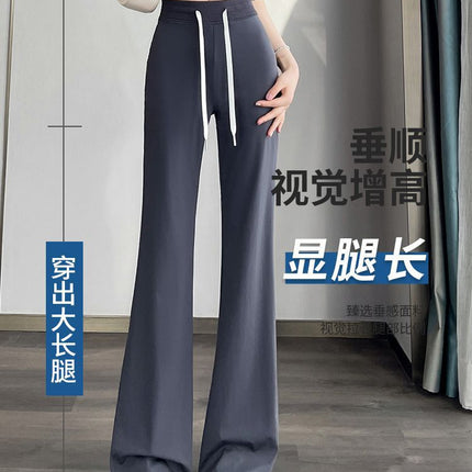 Micro-Flared Pants for Women Summer 2025 New Ice Silk Yoga Sports Pants Summer Thin Sweatpants Quick-Drying Casual Pants