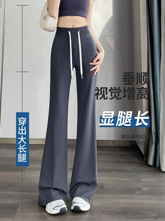 Micro-Flared Pants for Women Summer 2025 New Ice Silk Yoga Sports Pants Summer Thin Sweatpants Quick-Drying Casual Pants