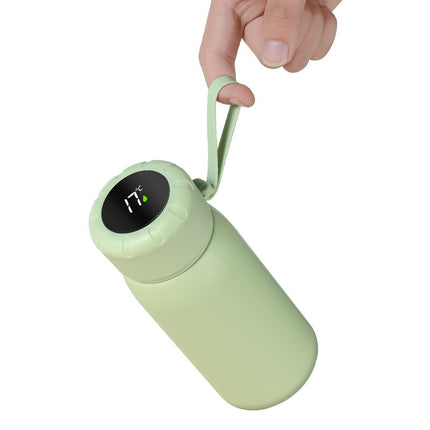 Intelligent temperature display thermos cup 316 stainless steel thermos cup solid color simple flower tea cup women's portable carrying rope accompanying cup