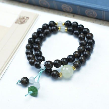 Shen Guibao Chen Xiang 8mm Double Ring Half Bracelet Barrel Bead Bracelet Five Sutra String Beads Niche Wen Play Jewelry Wholesale