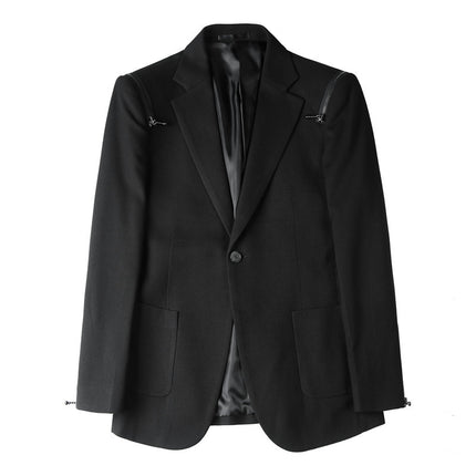 New Products Recommended Men's Casual Suit Shoulder Zipper Design High Quality Trendy Men's Single Suit Jacket