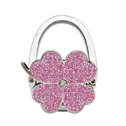 Spot Four-Leaf Clover Hanging Foldableing Portable Bag Hook Clover Pure Color Table Bag Hanging Device Handbag Bag Hook