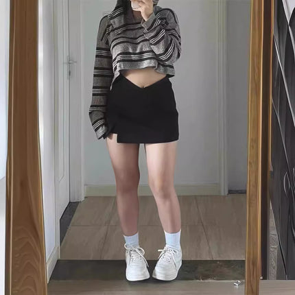 Slightly Fat mm Slimming Look Black Skirt Women's Summer 2024 New Pear-Shaped Body Large Size Flesh-Covering A-Line Hip-Hugging Short Skirt