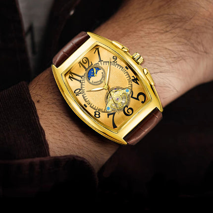 Barrel Type Fully Automatic Wheel Hollow Mechanical Watch Men's Business Simple Fashion Multifunctional Watch Wholesale