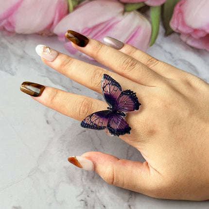 New Style Smudged Spots Three-Dimensional Butterfly Ring Chinese Literary Retro Style Super Fairy Hand Jewelry Fashion Texture Ring