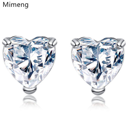 Amazon Cross-border New Love Zircon Earrings Simple Niche Design Sense ins Style Cold Style Earrings Earrings