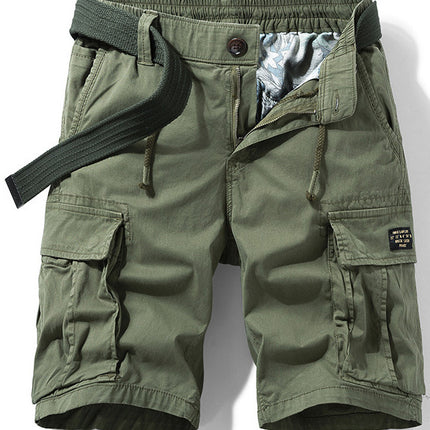 Cargo Shorts Men Summer Outdoor Army Green Loose Casual Sports Knee-Length Pants Outdoor Cotton Multi-Pocket Versatile Men