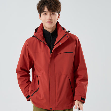 Three-In-One Men's Hooded Detachable Waterproof and Windproof Mountaineering Jacket Three-In-One Jacket