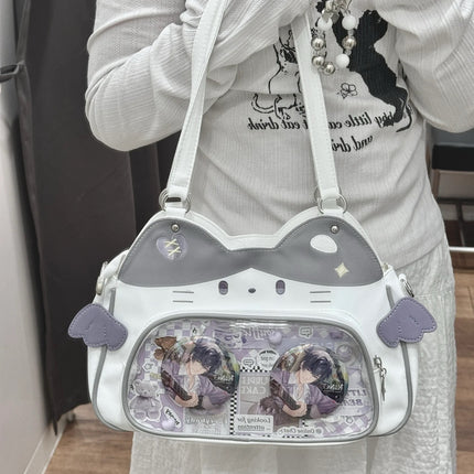 Japanese Cute Girl Devil Kitten Light Food Transparent Millet Pain Bag Shopping Commuter Shoulder Crosswalk Bag