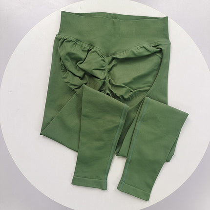 Hip King European and American New Upgraded Seamless Knit Low-Waist Peach Butt Long Pants Three-Section Waistband Fitness Pants