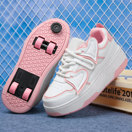 Factory Direct Sales New Children's Four-Wheel Heelys Shoes for Girls and Girls Invisible Roller Skates Cross-Border Student Roller Skating