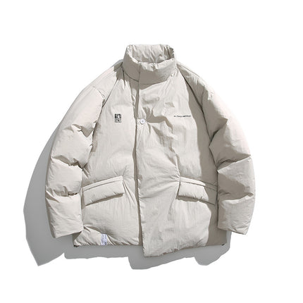 Winter new Japanese family couple neutral crumpled letters loose windproof cold-resistant trendy down jacket