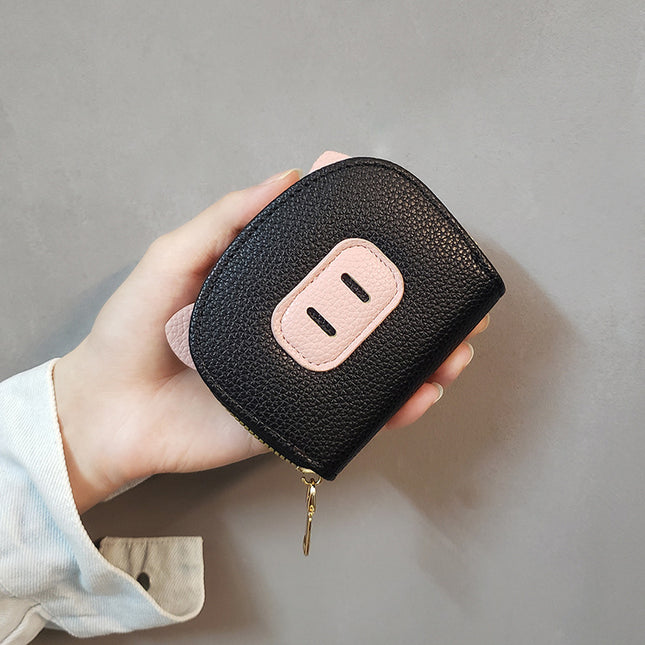 Ins New Pig Card Bag Cute Female Student Coin Purse Fashion Zipper Leather Bag Wallet Korean Style All-match Trend