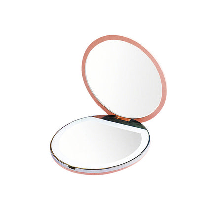 Cross-border TE Amazon LED makeup mirror 5X amplification explosion portable gift round beauty mirror flip light mirror