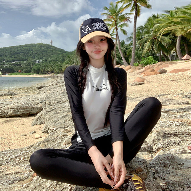 Two-Piece Swimsuit for Women 2025 New Style Swimming Sun Protection Two-Piece Conservative Long-Sleeved Long Pants Surfing and Snorkeling Jellyfish Suit