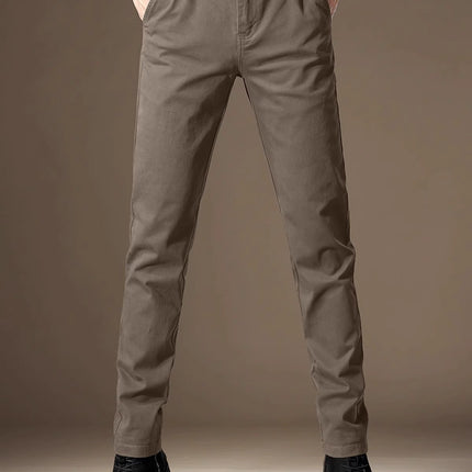 2026 New Summer Thin Trendy Slim-Fit Business Trousers for Men, High-End Pure Cotton Stretch Straight-Leg Casual Pants