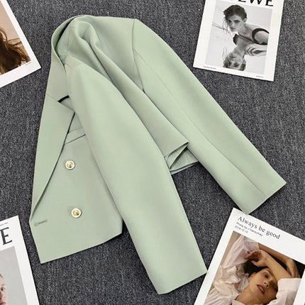 Emerald Green Short Suit Jacket Women's 2023 Spring and Autumn New Style Small High-Level Casual Elegant Suit Top