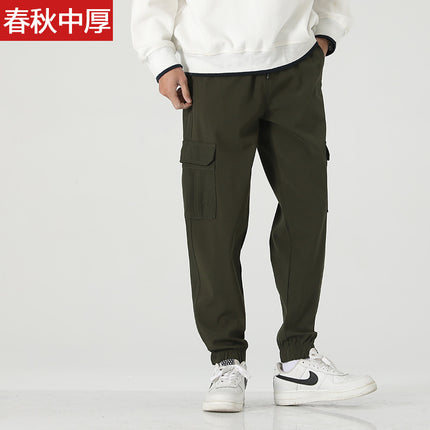 Spring and Summer Thin Multi-pocket Pants Men's Loose plus size Stretch Straight Casual Pants Men's Fashionable Breathable Work Pants
