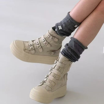 2025 Fall Hot-Selling Thick-Soled Canvas Shoes Student Flat Shoes Platform Casual Versatile Korean Style Women's Shoes