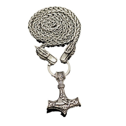 Cross-border explosions faucet necklace amulet Nordic Viking Rune hammer pendant guardian totem wholesale generation