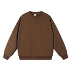 Brown-pure cotton round neck sweatshirt / S (recommended 55kg )