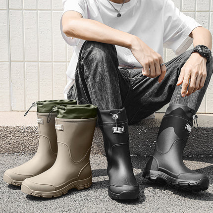 High-End Fashionable Rain Boots for Men, Mid-Tube Non-Slip Waterproof Shoes, Couple Rain Boots, Outdoor Fishing Rubber Shoes, Work Water Boots for Women