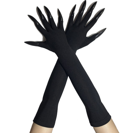 48cm European and American Fashion Halloween Gloves Long Nails Ghost Claw Gloves Long Performance Props Costume Black Red Claw