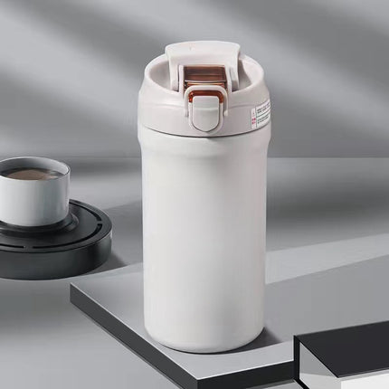 High-value double-drink coffee cup 316 stainless steel outdoor portable thermos cup for boys and girls large-capacity straw cup