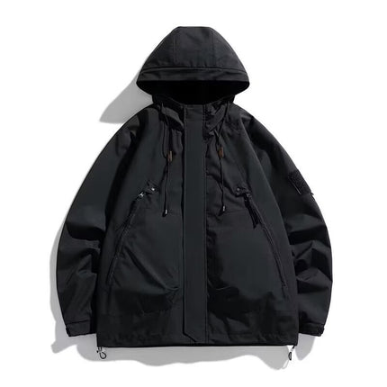 2025 Men's Jacket Spring and Autumn New Trendy Brand Loose Workwear Windproof and Waterproof Jacket Hooded Mountaineering Jacket