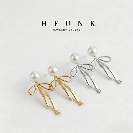 925 Silver Needle Korean and Japanese Summer Faux Pearl Bowknot Earrings Simple French Style Versatile 2026 New Women's Earrings