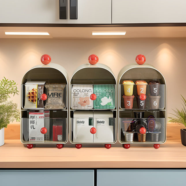 Tea Bag Storage Box Transparent Multi-Functional Drawer Home Coffee Storage Rack Office Multi-Layer Cosmetics Storage Box