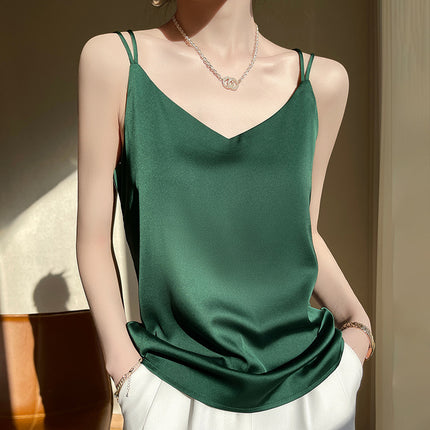 2025 Summer Silk Beauty Back Camisole Women's Acetate Top Sexy Bottoming Shirt Summer Outer Suit