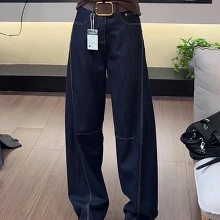 2025 Autumn and Winter New Machete Pants High Waist Pear Shaped Figure Slimming Narrow Wide Leg Pants Denim Pants