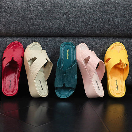 Summer flip-flops outdoor plastic non-slip fashion casual platform slippers women's indoor outdoor wedge sandals women