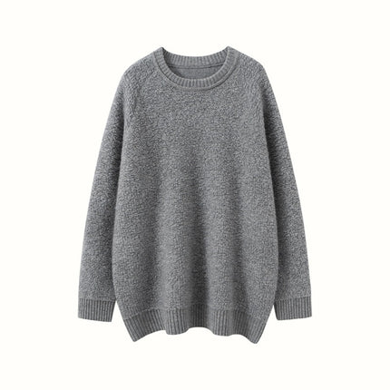 Mid-Length Embroidered Knitted Raglan Long-Sleeved European and American Bottoming Sweater Autumn and Winter Round Neck Towel New Cashmere Sweater Women's Pullover