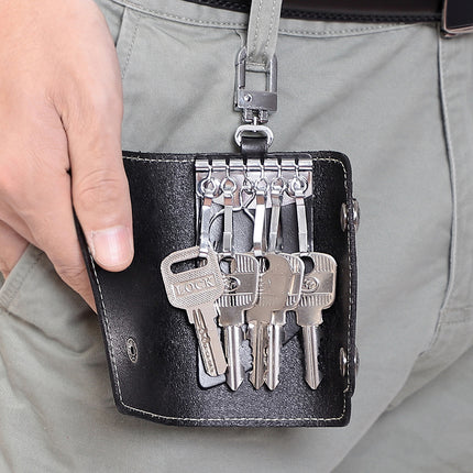 Genuine Leather Universal Key Case Advanced Sense Vegetable Tanned Leather Key Storage Bag Multifunctional Large Capacity Hanging Waist Key Case