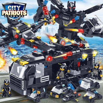 Compatible with Lego Bricks Gundam Transforming Robot Car Military Destroyer Educational Assembly Children's Toy Building Blocks