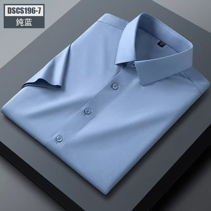 Men's Shirts, Men's Long-Sleeved Summer Business Style Cool and Breathable Mulberry Silk Series Shirts, High-End Non-Iron White Shirts