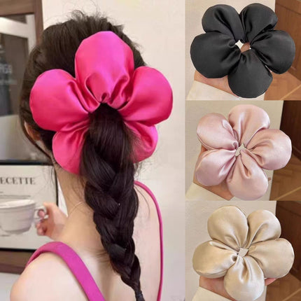 Elegant and Cute Sponge Large Intestine Ring, Fashionable Girly Hair Ring, Ponytail Hair Rope, Flower Holiday Style Hair Accessory