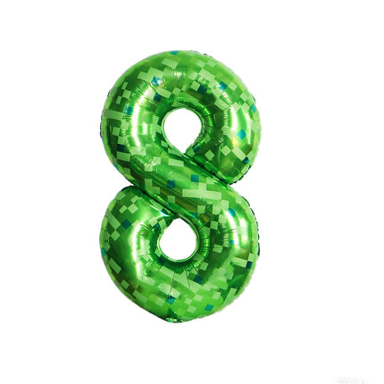 40inch Number Balloon Green Plaid Balloon Cross-Border Party Layout Scene Atmosphere Aluminum Film Balloon Numbers