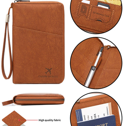 New Rfid Family Passport Holder Wallet Travel Document Storage Bag Simple Large-Capacity Credit Card Protective Case