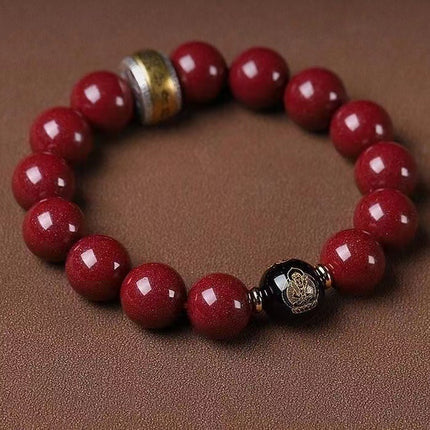 Imitation Cinnabar Loose Bead Bracelet Men's Zodiac Year Dragon Men's Bracelet Agate Natal Buddha Bracelet Gift Handheld Accessories for Women