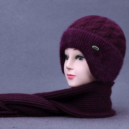 Middle-Aged and Elderly Knitted Hats Plus Plush Woolen Hats, Autumn and Winter Women's Scarf Hats, Warm Ear Protection Mother Hats, Winter Hats
