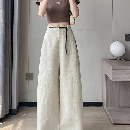 2025 Summer New Tencel Linen Scimitar Pants High Waist Casual Pants Ice Silk Wide Leg Floor Mopping Pants Women
