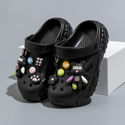 Violent Bear Children's Croc Shoes Summer Boys' Non-Slip Soft Sole Girls' Bathing Beach Shoes Baotou Parent-Child Sandals and Slippers