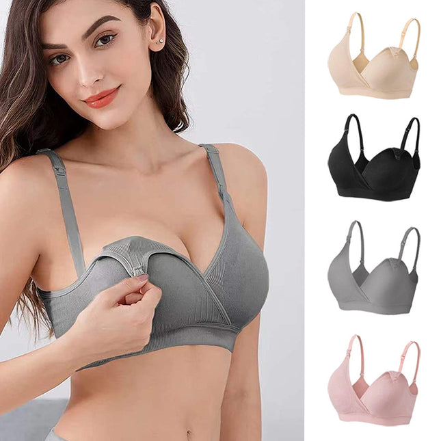Cross-border European and American New Breastfeeding Bra Front Opening Buckle Without Steel Ring Breastfeeding Bra plus size Underwear V-shaped
